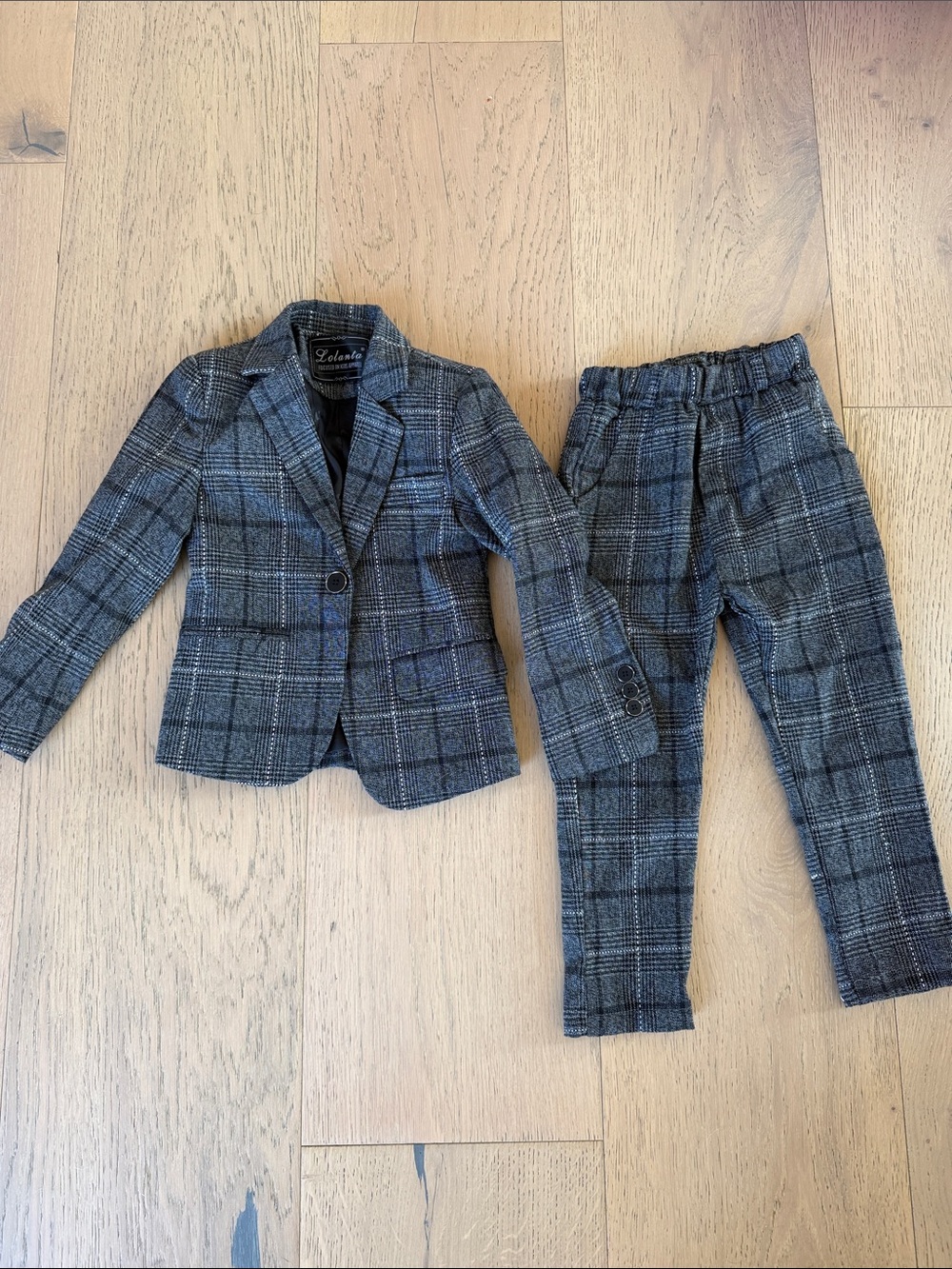 Amazon Gray Plaid Kids Blazer and Pants Set